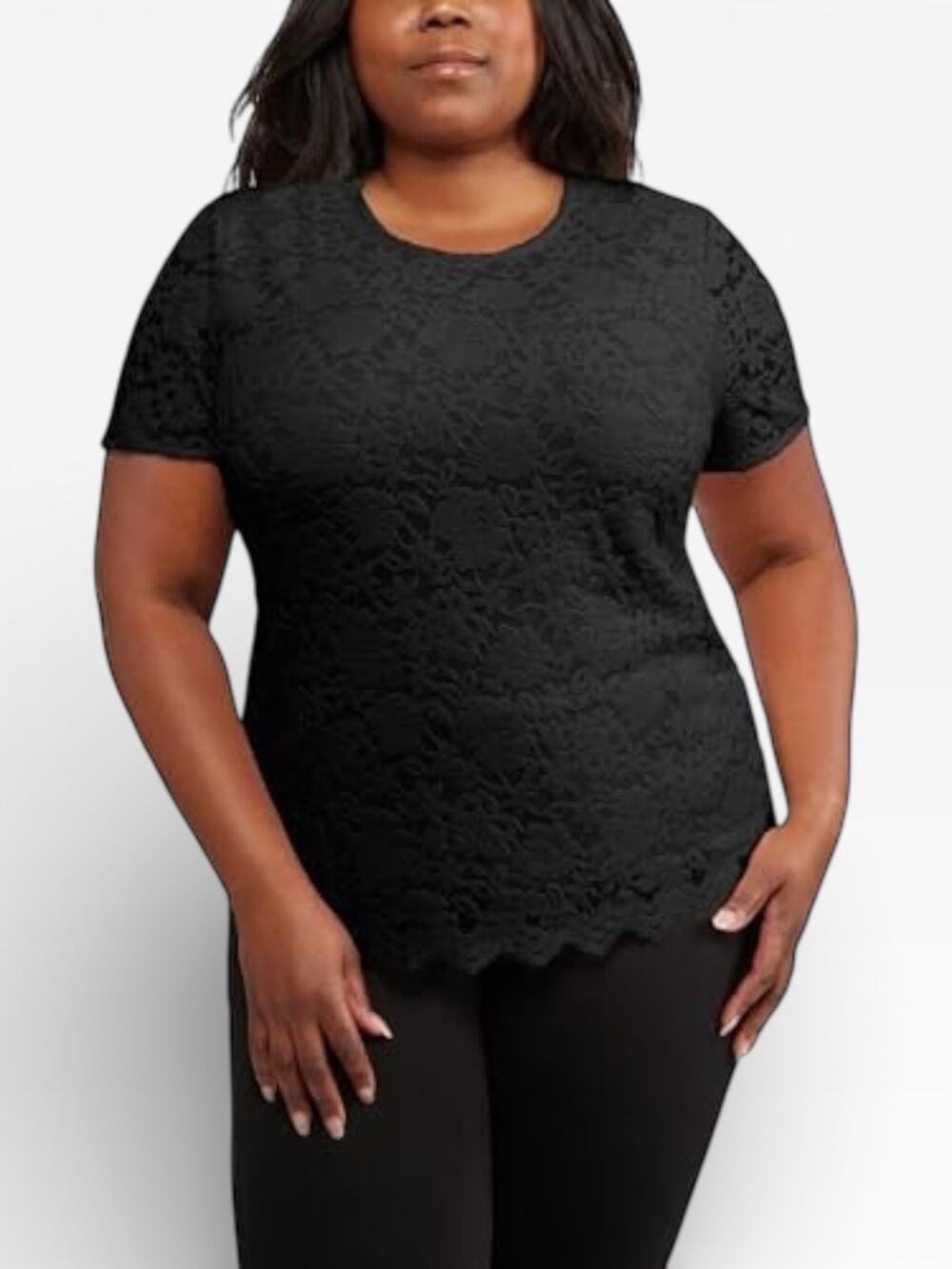 Teddi Rose Lace Keyhole Top Women XL Black NWT
